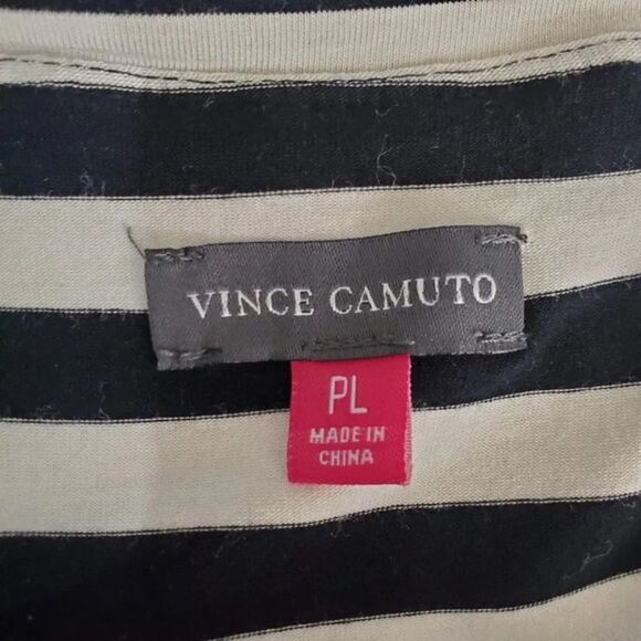 Vince Camuto Sleeveless Striped Top Womans Size PM Black White Stretch - Picture 5 of 6